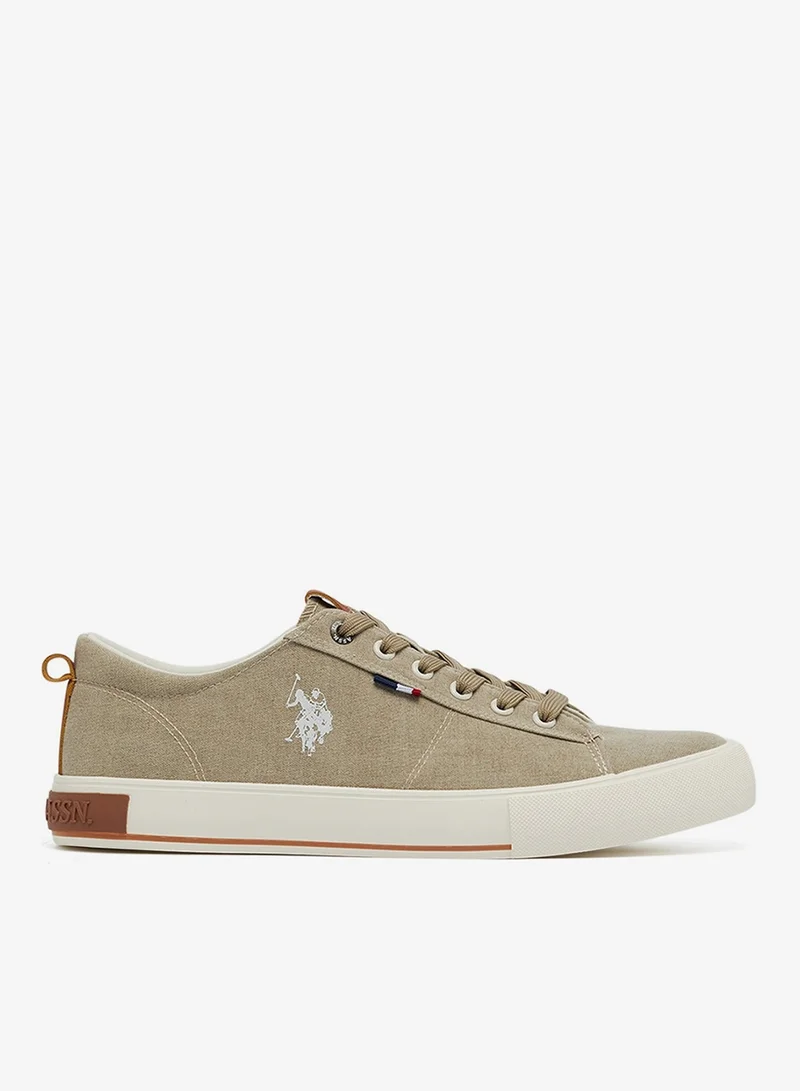 U.S. Polo Assn. Men's Beige Low-Canvas Top Sneakers - Lightweight Shoes