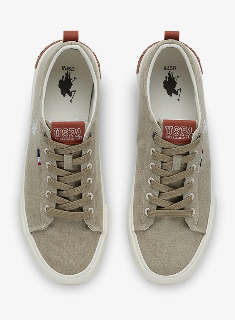 U.S. Polo Assn. Sand Men's Beige Low-Canvas Top Sneakers - Lightweight Shoes for Men | Best Price UAE