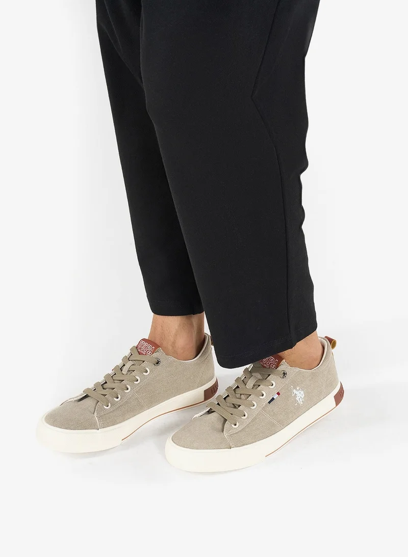 U.S. Polo Assn. Sand Men's Beige Low-Canvas Top Sneakers - Lightweight Shoes for Men | Best Price UAE