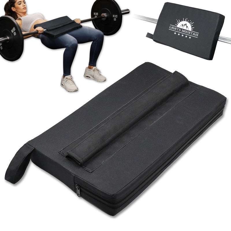 Lights Mountain Square Hip Thrust Pad for Smith Machine, Extra Thick Firm Barbell Pad for Glute Bridges, Non-Slip Hook u0026 Loop, Heavy Duty Support for Squats u0026 Hip Thrusts, Home Gym Equipment (Black) - Image 1