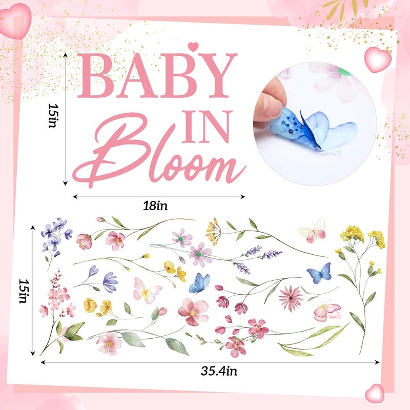 Faccito Baby in Bloom Baby Shower Decorations for Girl Floral Wildflower Party Sign Stickers for Balloon Arch Backdrop Decal Gender Reveal Decor - Image 2