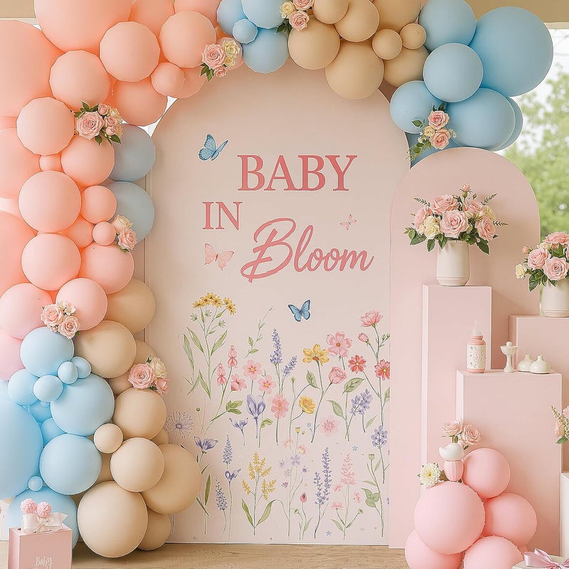 Faccito Baby in Bloom Baby Shower Decorations for Girl Floral Wildflower Party Sign Stickers for Balloon Arch Backdrop Decal Gender Reveal Decor - Image 1