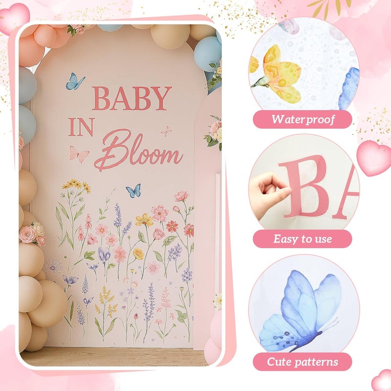 Faccito Baby in Bloom Baby Shower Decorations for Girl Floral Wildflower Party Sign Stickers for Balloon Arch Backdrop Decal Gender Reveal Decor - Image 3