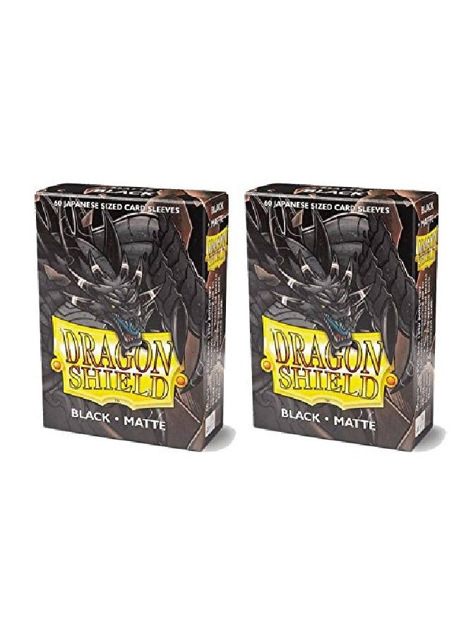 dragon shield - Bundle 2 Packs Of 60 Count Japanese Size Mini Matte Card Sleeves Matte Black - Image 1