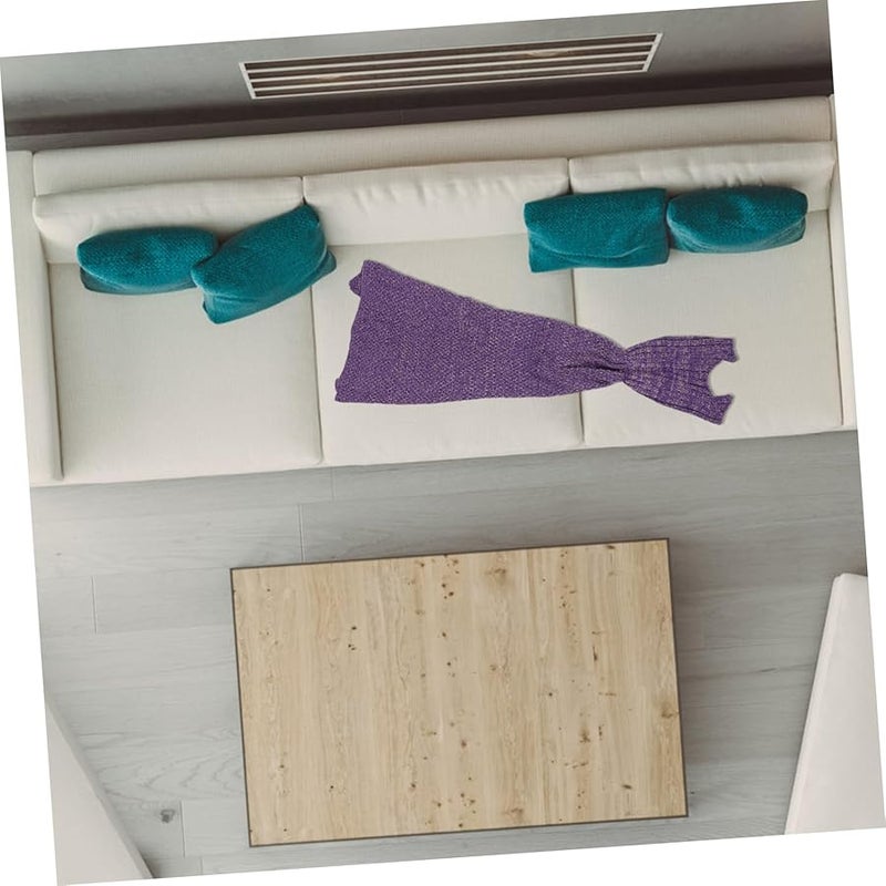 بطانية حورية البحر الأرجوانية للأطفال تصميم كروشيه أكريليك قابلة للغسل اليدوي - Image 3