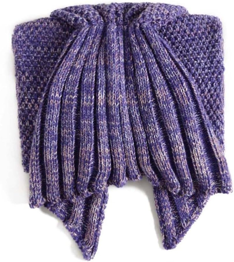 بطانية حورية البحر الأرجوانية للأطفال تصميم كروشيه أكريليك قابلة للغسل اليدوي - Image 4