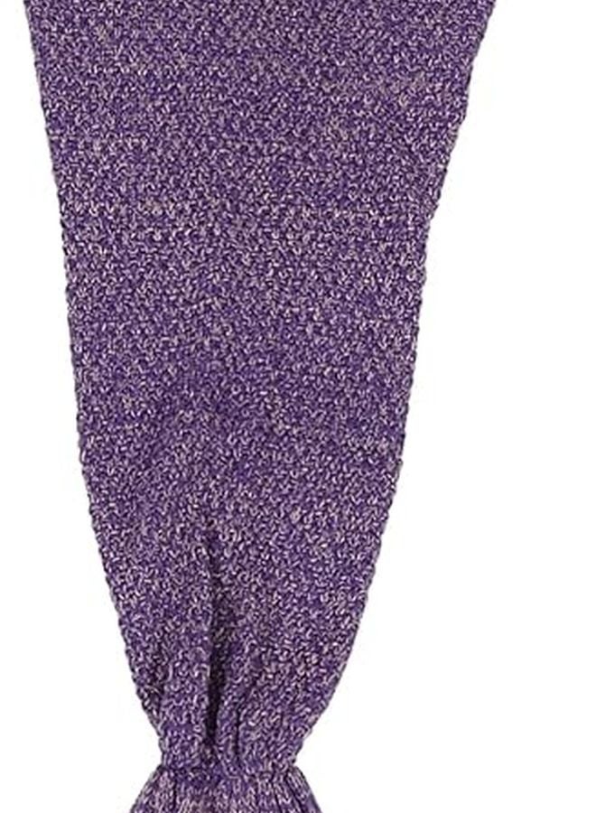 بطانية حورية البحر الأرجوانية للأطفال تصميم كروشيه أكريليك قابلة للغسل اليدوي - Image 2