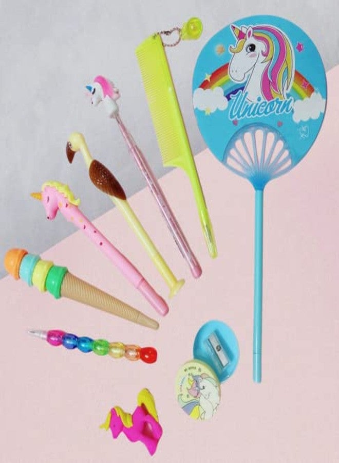 Le Delite Unicorn Fluffy Decompression Spongy Squishy Slimy Sparkle Makeup Cartoon Smiley Fan Sequence 6in1 Water Glitter Designer Pen Creative Writing Instrument/Pretty Stationery (Designer) - Image 3
