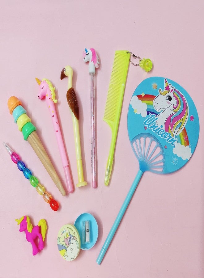 Le Delite Unicorn Fluffy Decompression Spongy Squishy Slimy Sparkle Makeup Cartoon Smiley Fan Sequence 6in1 Water Glitter Designer Pen Creative Writing Instrument/Pretty Stationery (Designer) - Image 4