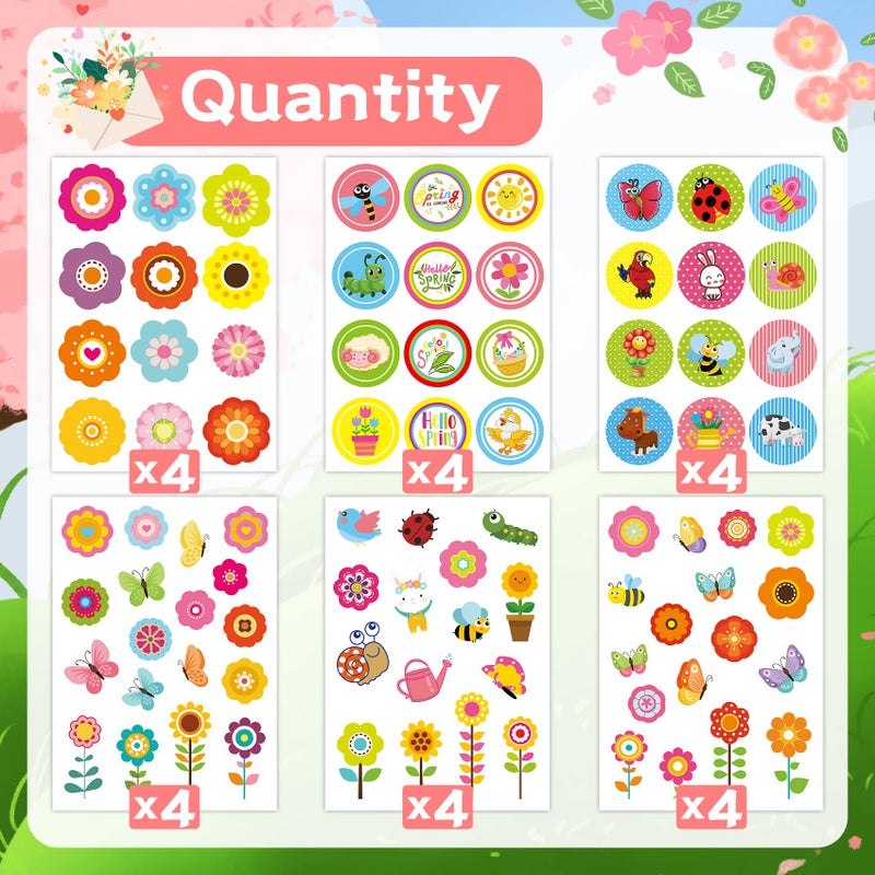 Joy Bang 344 Pcs Spring Stickers for Kids Flowers Stickers Butterfly Bug Animal Nature Sticker for Water Bottles Laptops Cards Envelopes School Classroom Spring Party Favors Supplies Gifts - Image 3