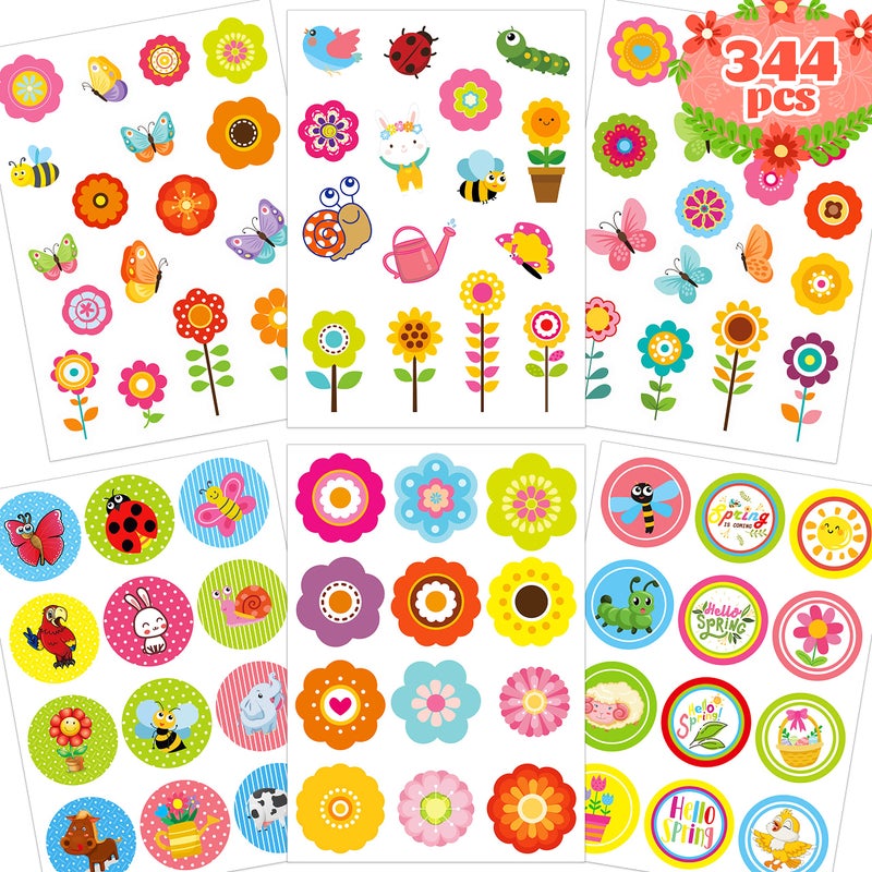 Joy Bang 344 Pcs Spring Stickers for Kids Flowers Stickers Butterfly Bug Animal Nature Sticker for Water Bottles Laptops Cards Envelopes School Classroom Spring Party Favors Supplies Gifts - Image 2