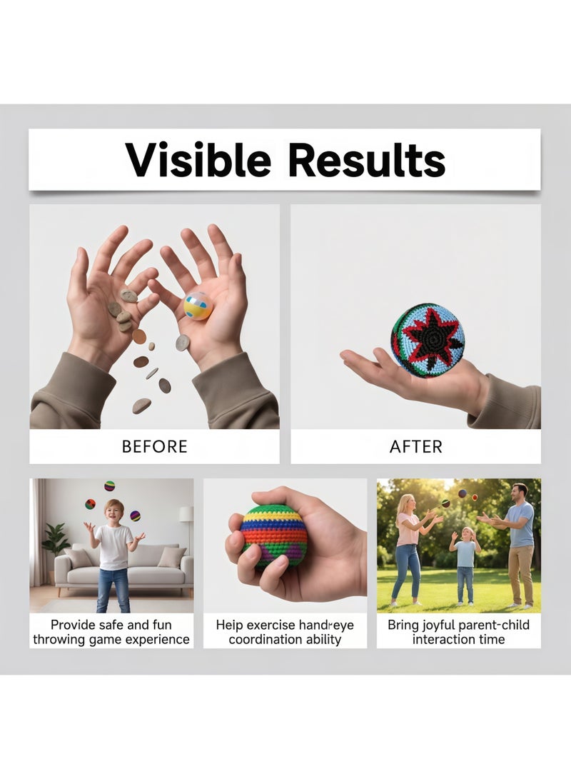 Dowmoo 6 Hand-woven Colorful Patterned Beanbag Set - Children's Holiday Gift, Beanbag Toy, Indoor and Outdoor Throwing Game, Perfect Holiday Gift for Boys and Girls Aged 3-10 - Image 3
