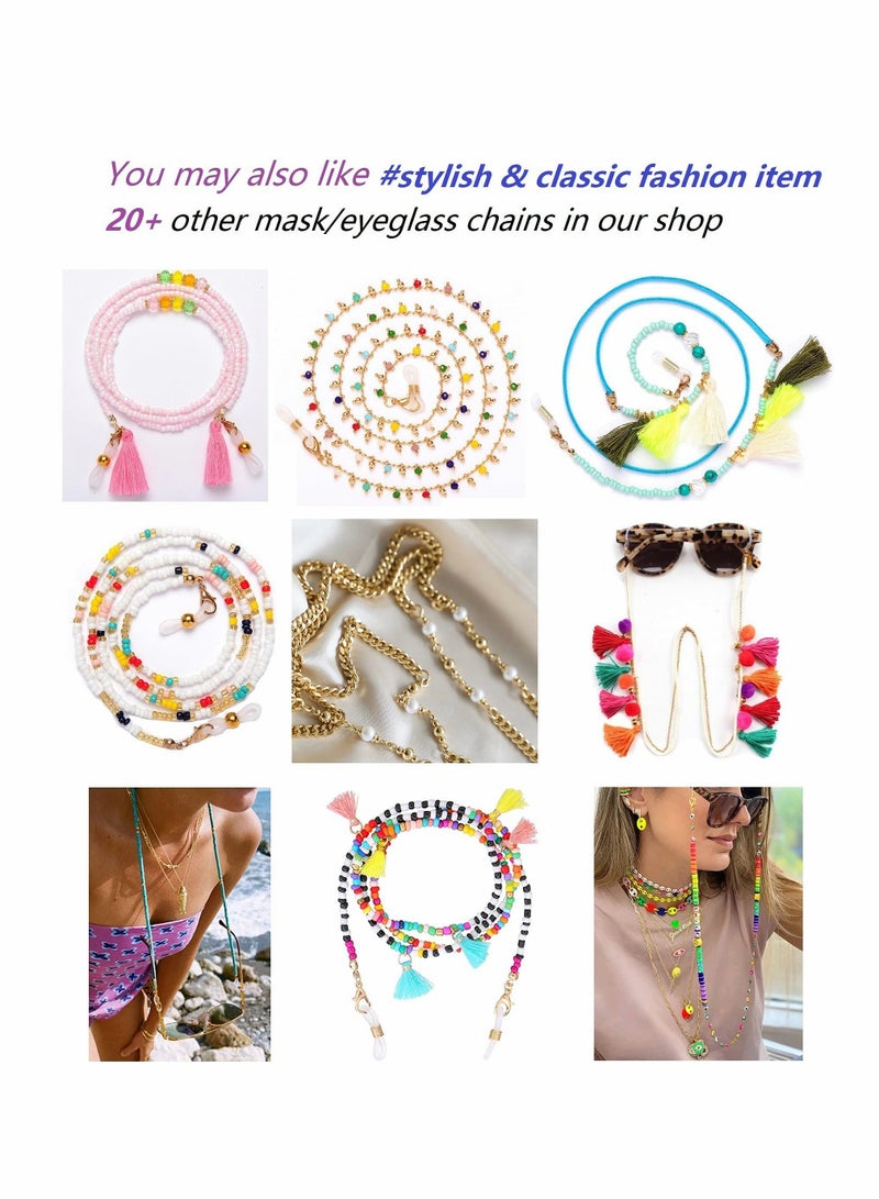 KASTWAVE Colorful Beaded Eyeglass Chain Sunglass Holder Strap Eyeglass Necklace Chain Cord for Women - Image 4