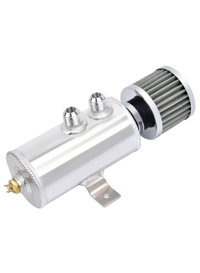 خزان تجميع الزيت العالمي المصنوع من الألومنيوم، مقاس 10AN، مزود بفتحتين لفصل زيت المحرك عن الهواء، مع صمام تصريف وفلتر تهوية، سعة 750 مل، لون أسود - Image 1