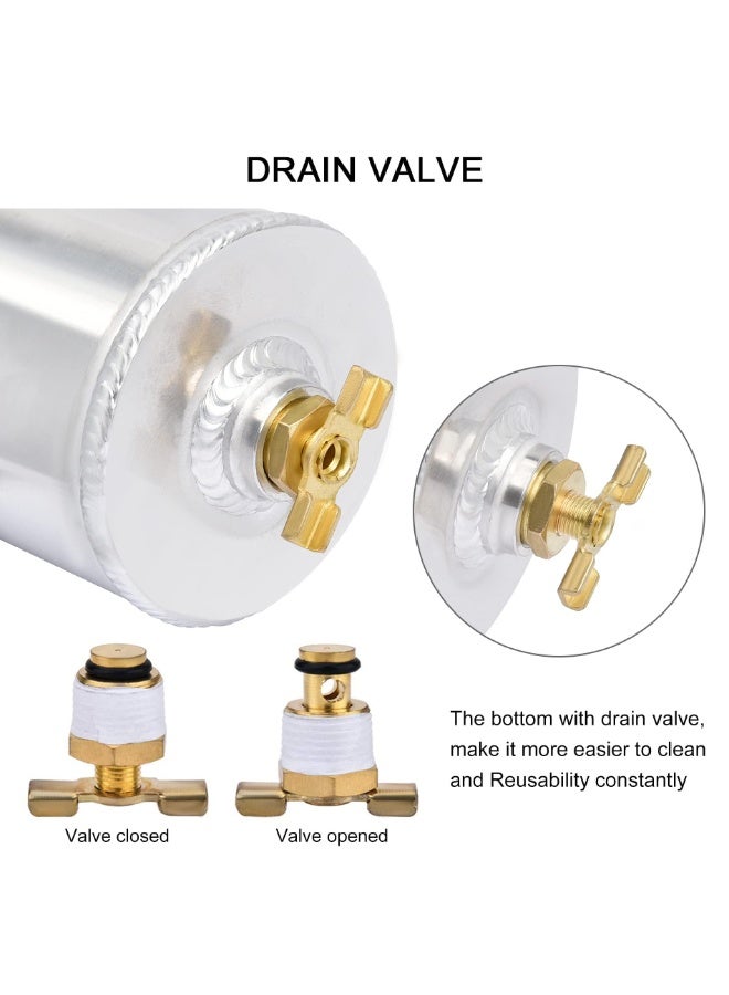 خزان تجميع الزيت العالمي المصنوع من الألومنيوم، مقاس 10AN، مزود بفتحتين لفصل زيت المحرك عن الهواء، مع صمام تصريف وفلتر تهوية، سعة 750 مل، لون أسود - Image 5