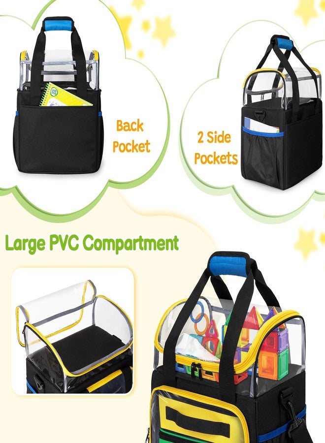 Rexmica 4 Packs Magnetic Building Tiles Storage Bag, Toy Storage Organizer Bag, Magnetic Blocks Tiles Travel Bag Case with Visible Top for Building Blocks, Board Game, Educational Math Game, Black - Image 3