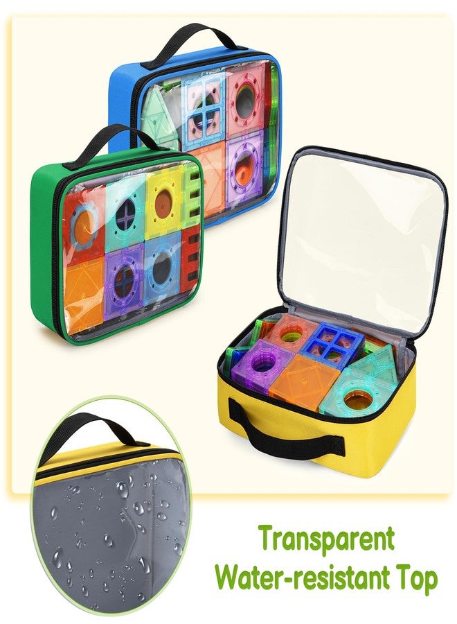 Rexmica 4 Packs Magnetic Building Tiles Storage Bag, Toy Storage Organizer Bag, Magnetic Blocks Tiles Travel Bag Case with Visible Top for Building Blocks, Board Game, Educational Math Game, Black - Image 4
