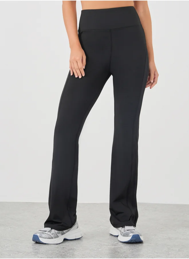 Styli Contour Effect Stitch Detail Flared Leggings