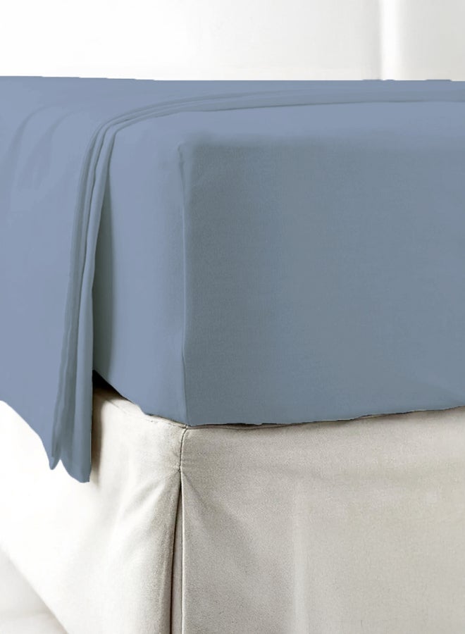 ايست من نون شريحة مفردة ملائمة | مادة قطن ساتين ناعمة 400TC | لون أزرق سماوي | 1 شريحة ملائمة 90 × 200 سم مع جيب عميق 40 سم | مناسبة لمرتبة بحجم مفرد - Image 3