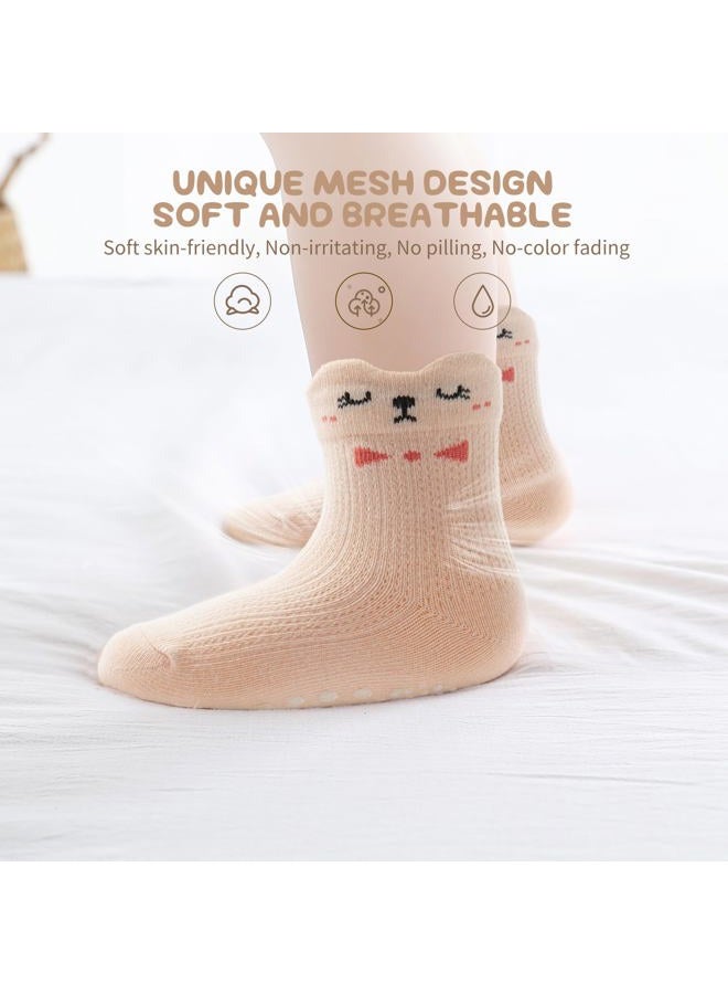 Aroveea Non Slip Grip Ankle Baby Socks 12 Pack for Toddler Boys and Girls Kids,Infant Cute Cotton Baby Socks, Animal7, 1-3 years - Image 4
