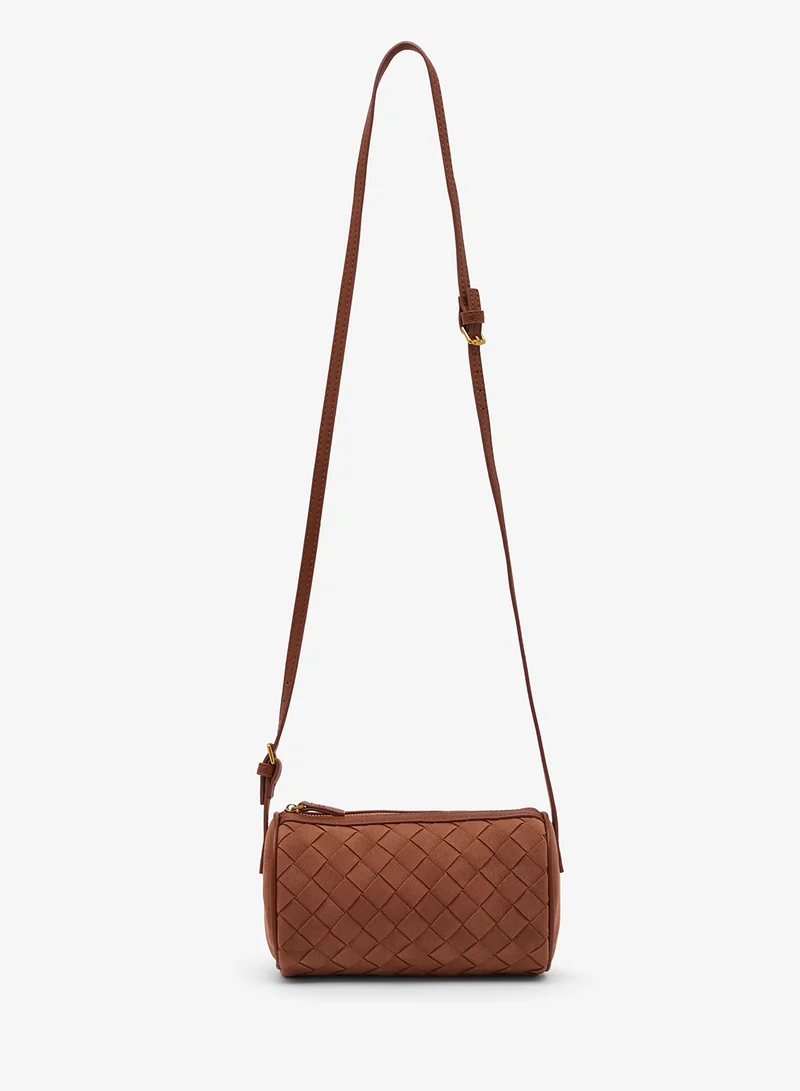 Ginger Suede Textured Barrel Bag