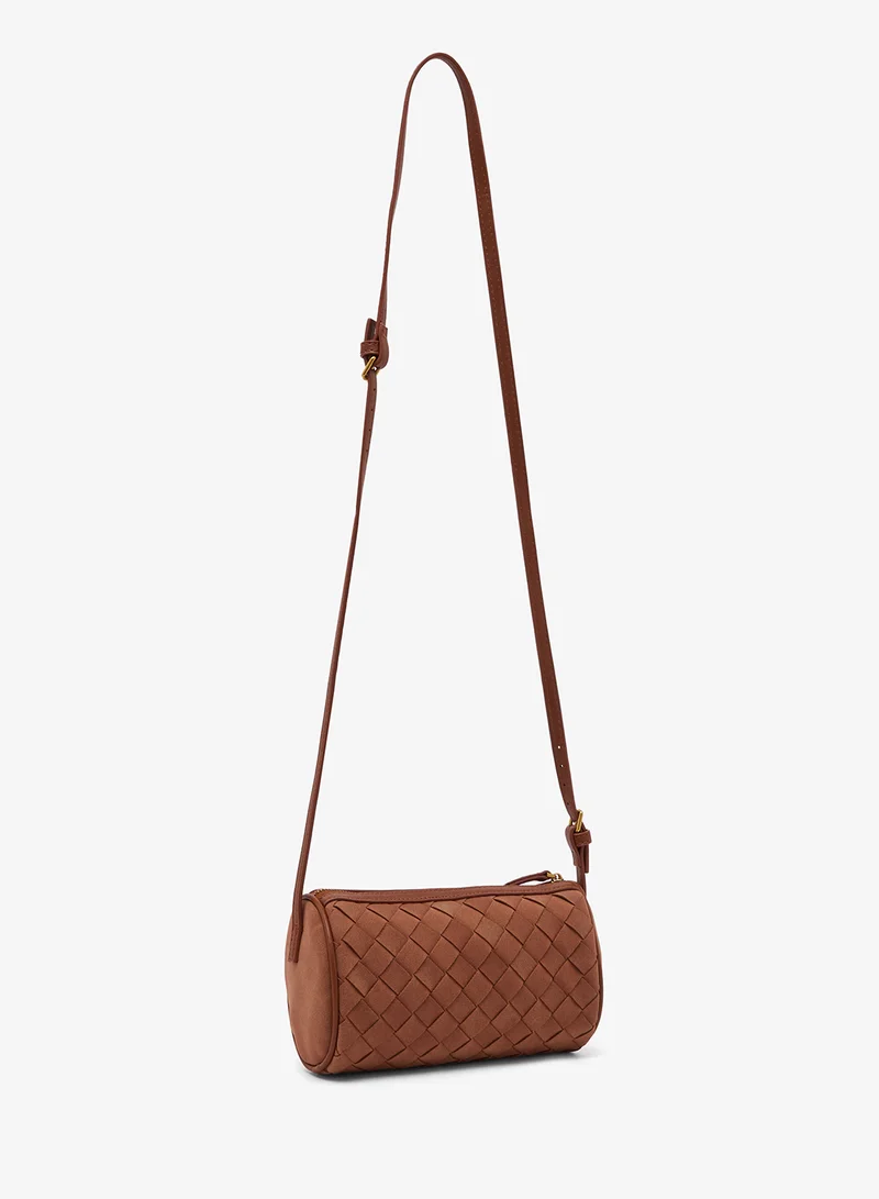 Ginger Suede Textured Barrel Bag