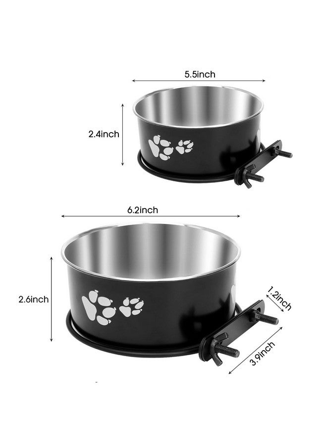 ShineMe Kennel Water Bowl Hanging, Shineme 2 Pack Stainless Steel Food And Water Bowl For Dog Cage, Crate, Kennel Bowls Mountable For Medium And Small Dogs, Cats, Pets (6.2X2.6” & 5.5X2.4”) - Image 2