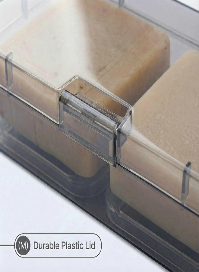 Vonpri Shower Bar Holder with Lid & Drain Layer for 2 Bars - Soap Dish Saver Case, Compatible with Kitsch & Dr. Squatch Solid Shampoo and Conditioner Bars (Transparent Black Large Style) - Image 4