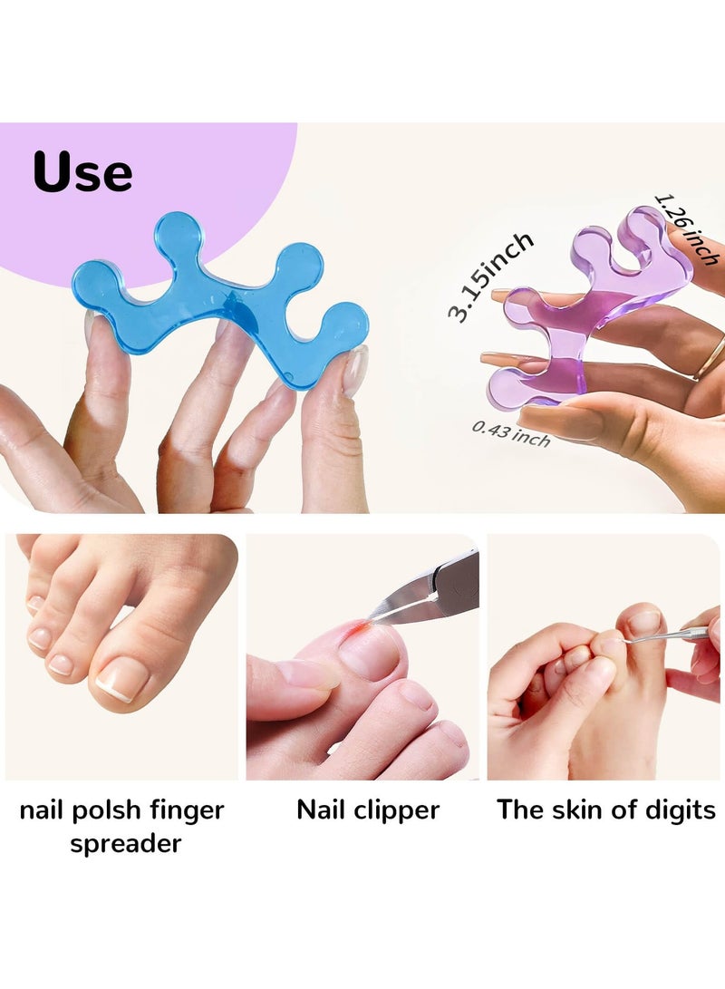 KHAJUL 2 Pairs Toe Separators for Pedicure, Toe Separators for Women, Pedicure Toe Spacers for Separating Toenails or Nails, Easy Finger and Toenail Polish Grooming,Soft Gel Toe Spacers Kit (Blue/Purpel) - Image 2
