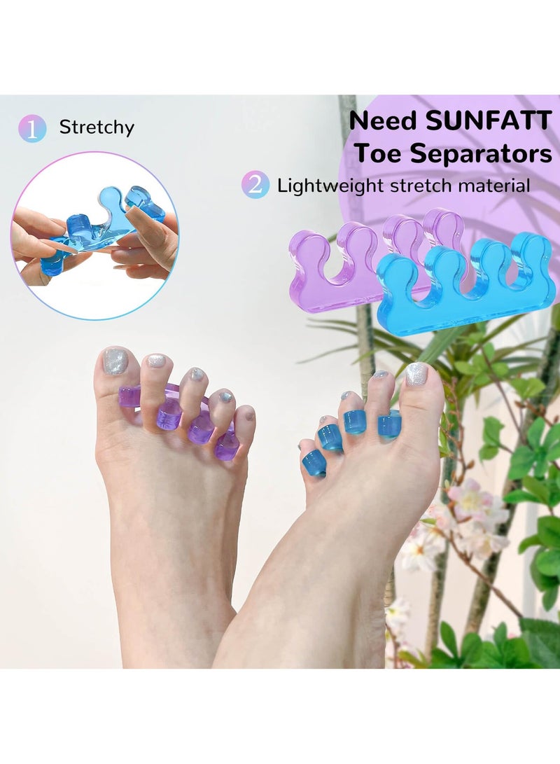 KHAJUL 2 Pairs Toe Separators for Pedicure, Toe Separators for Women, Pedicure Toe Spacers for Separating Toenails or Nails, Easy Finger and Toenail Polish Grooming,Soft Gel Toe Spacers Kit (Blue/Purpel) - Image 3
