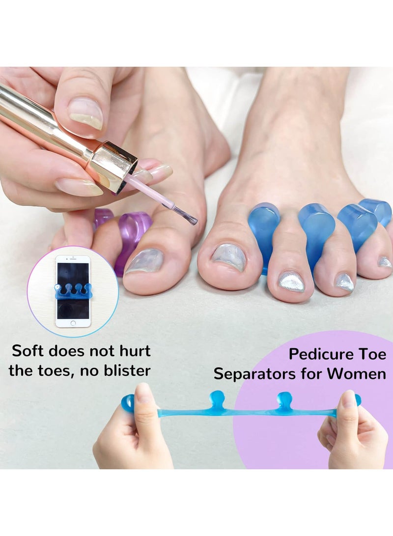 KHAJUL 2 Pairs Toe Separators for Pedicure, Toe Separators for Women, Pedicure Toe Spacers for Separating Toenails or Nails, Easy Finger and Toenail Polish Grooming,Soft Gel Toe Spacers Kit (Blue/Purpel) - Image 5