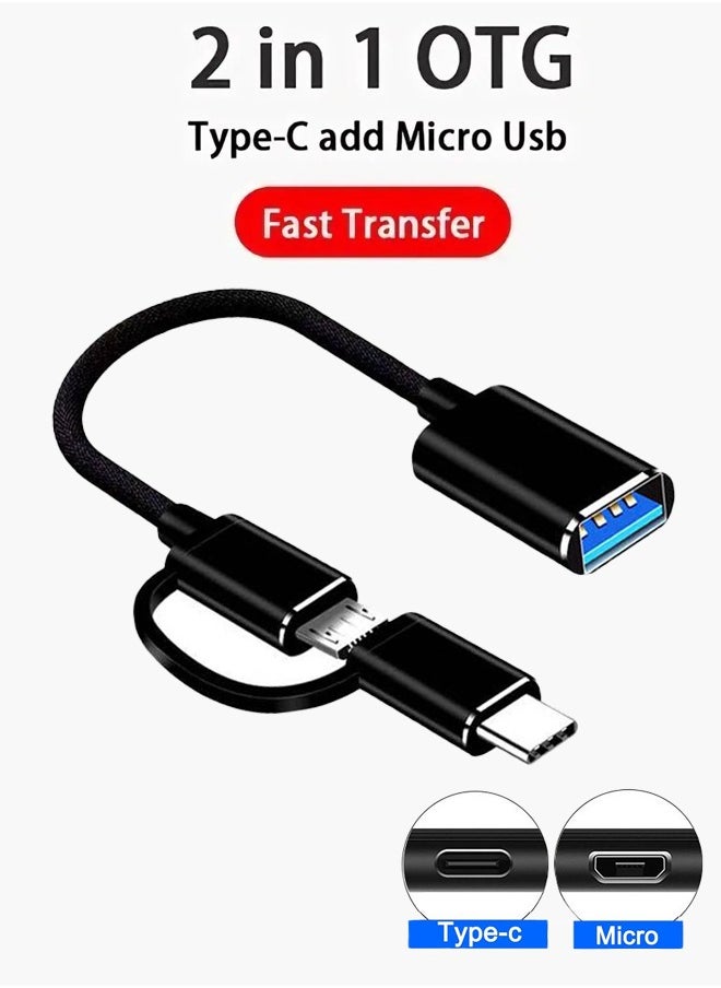 2-in-1 USB OTG Adapters Compact Mini USB 3.0 5Gbps Fast Transmission, Support Data Transmission/Charging
