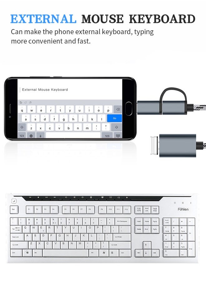 2-in-1 USB OTG Adapters Compact Mini USB 3.0 5Gbps Fast Transmission, Support Data Transmission/Charging