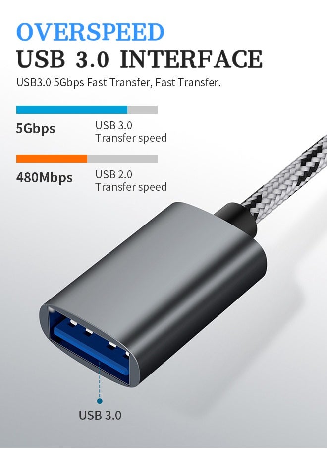 2-in-1 USB OTG Adapters Compact Mini USB 3.0 5Gbps Fast Transmission, Support Data Transmission/Charging