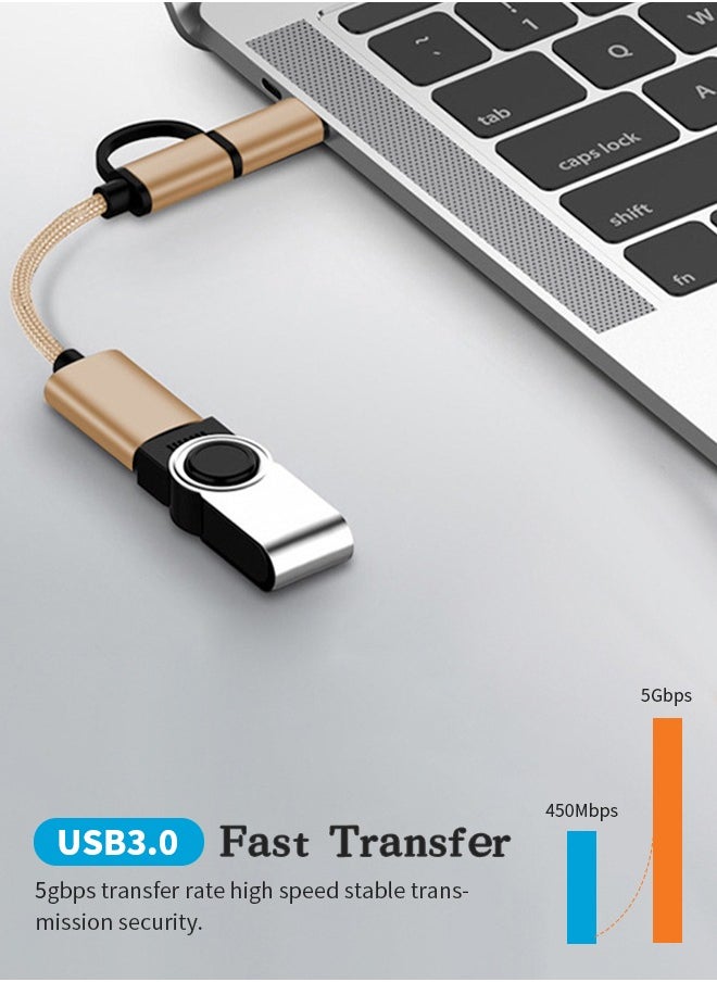 2-in-1 USB OTG Adapters Compact Mini USB 3.0 5Gbps Fast Transmission, Support Data Transmission/Charging