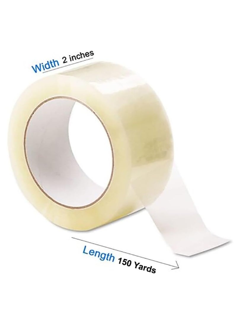 Rubik 150 Yards x 5cm Clear Tape Roll with Heavy Duty Metal Packaging Tape Dispenser for Moving Carton Box Sealer, Handheld Tape Cutter - Orange  - Image 2
