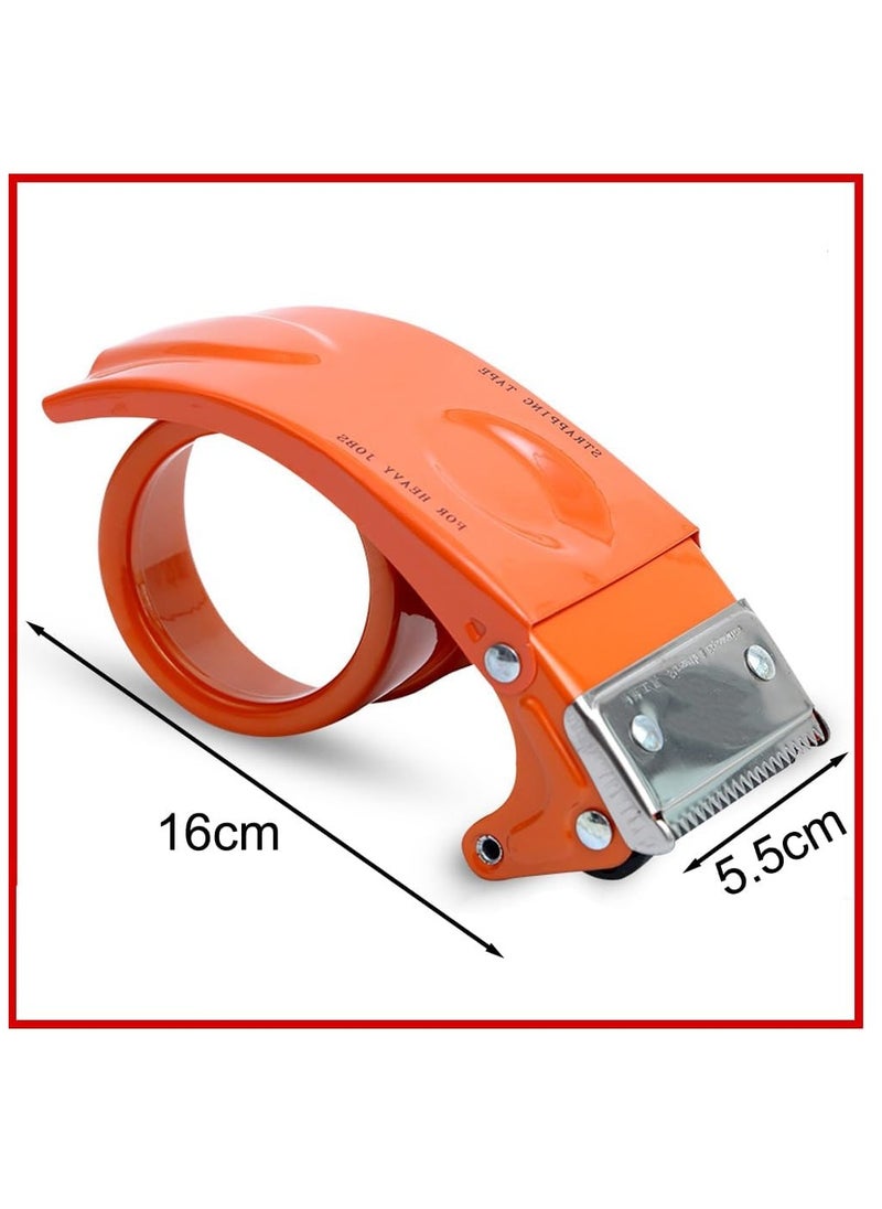 Rubik 150 Yards x 5cm Clear Tape Roll with Heavy Duty Metal Packaging Tape Dispenser for Moving Carton Box Sealer, Handheld Tape Cutter - Orange  - Image 3