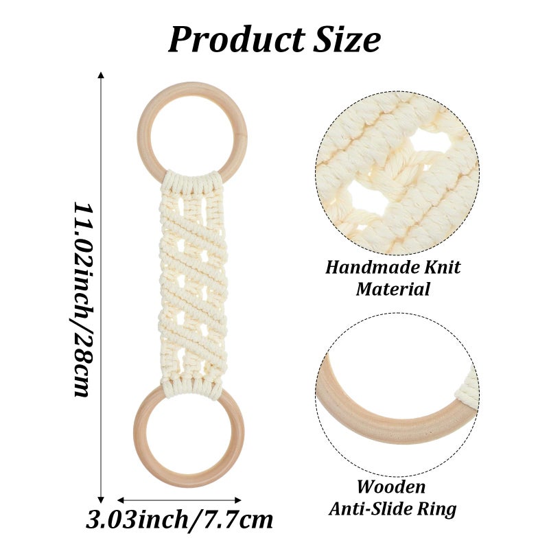 Matwsec 2 Pcs Knit Kitchen Towel Holder, Boho Handmade Crochet Kitchen Towels with Hanging Loop, Kitchen Towel Hook for Cabinet House Oven Stove Door Housewarming Gifts (Beige, Avocado Green) - Image 2
