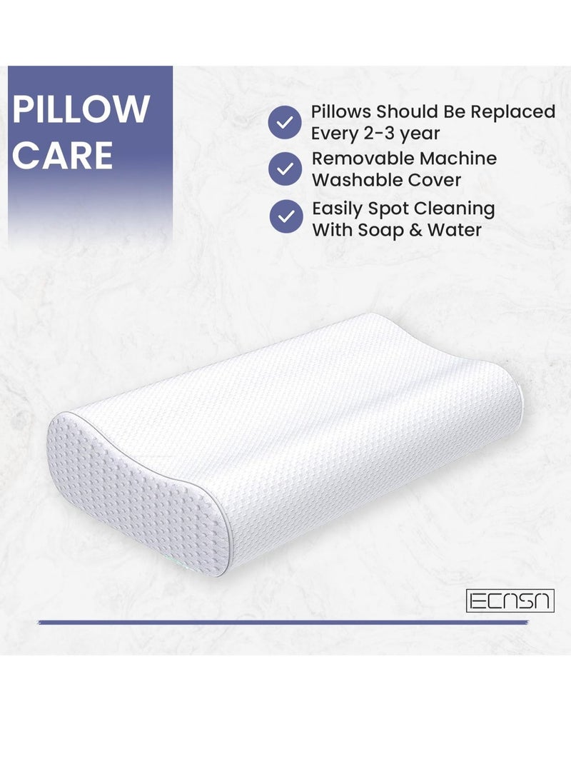 ELTRAZONE Memory Foam Neck Pillow, Contour Memory Foam Side and Back Sleepers Bed Pillow- Sleeping Pillows for Adults - Image 4