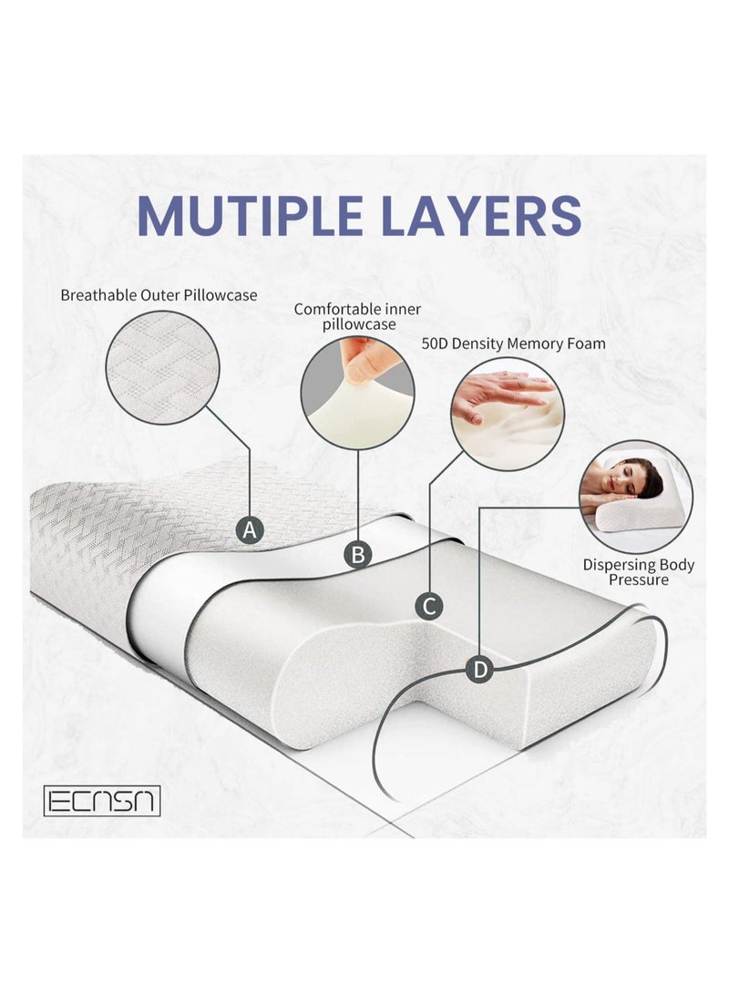 ELTRAZONE Memory Foam Neck Pillow, Contour Memory Foam Side and Back Sleepers Bed Pillow- Sleeping Pillows for Adults - Image 3