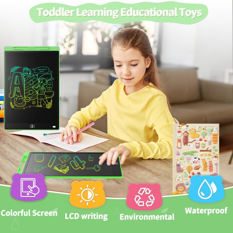 Genialba [2 Pack] Genialba LCD Writing Tablet 8.5-Inch Colorful Doodle Board, Toddler Learning Educational Toys Gifts for 3-8 Years Old Girls and Boys, Electronic Drawing Pad for Kids (Blue&Green) - Image 3