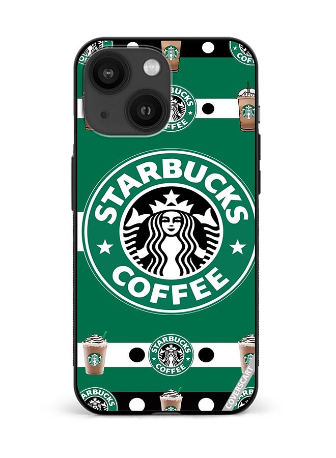 Protective Case Cover For Apple iPhone 13 Starbucks Design Green