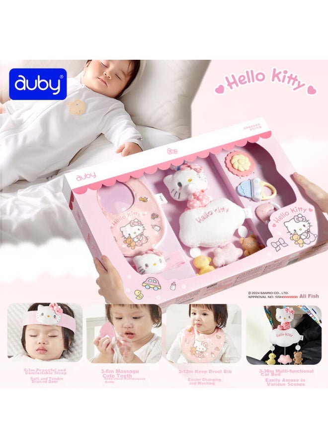Auby Infant And Toddler Toys, Rattle, Teether, Bed Hanging, Drool Bib, o Kitty Comforting Doll, Newborn Gift Box, Birthday Present - Image 2