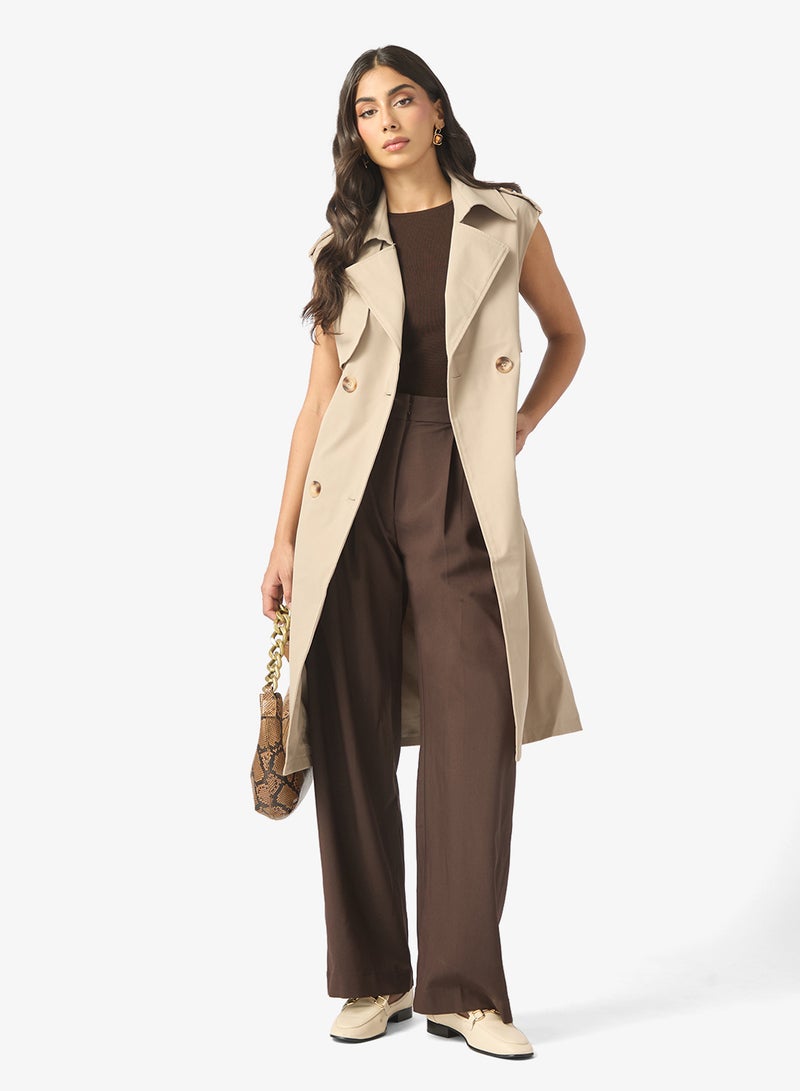 ايلا معطف ترنش بدون أكمام بحزام - Image 4