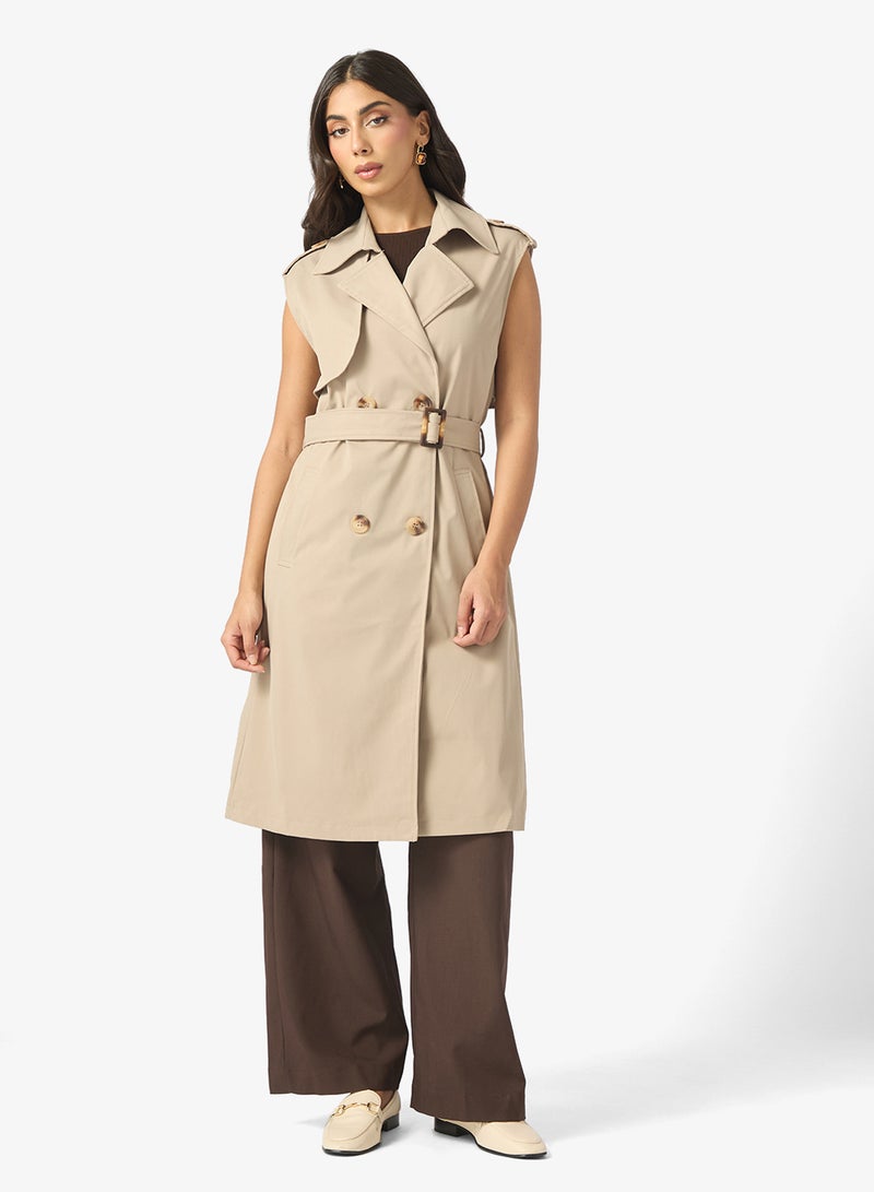 ايلا معطف ترنش بدون أكمام بحزام - Image 1