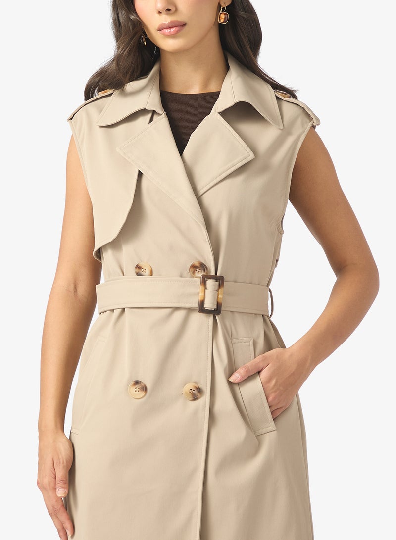 ايلا معطف ترنش بدون أكمام بحزام - Image 3