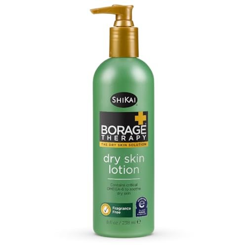 ShiKai Borage Therapy Dry Skin Lotion Body Moisturizer (8 oz) Unscented Skincare | Hydrating Lotion for Dry Hands & Body | With Oatmeal & Shea butter