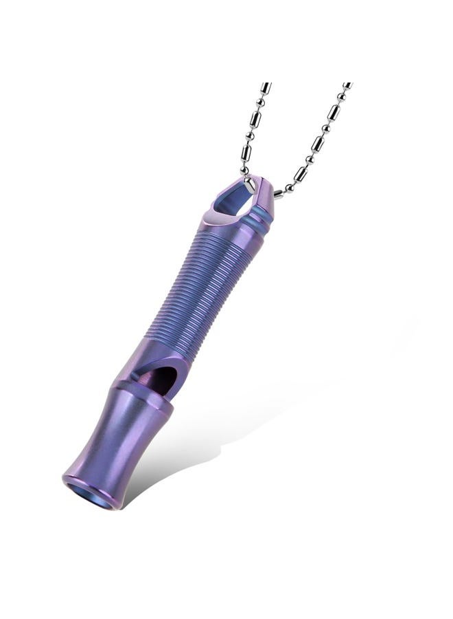 TACRAY Titanium Emergency Whistle, Portable Necklace Keychain Whistle, Loud Whistle up to 120 decibels for Emergency Survival, Hiking, Camping, Sporting, Travelling and Pet Training (Purple) - Image 1