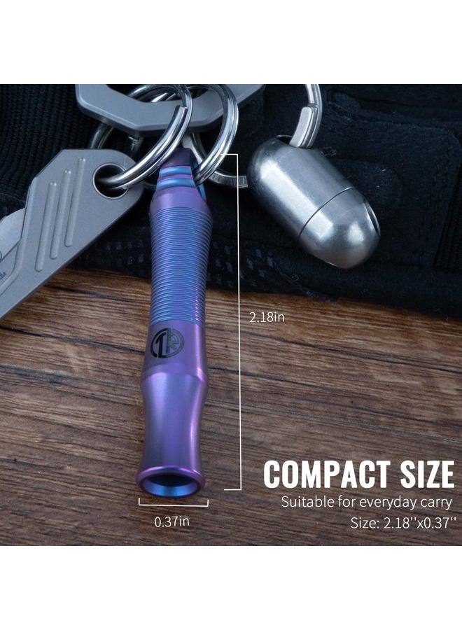 TACRAY Titanium Emergency Whistle, Portable Necklace Keychain Whistle, Loud Whistle up to 120 decibels for Emergency Survival, Hiking, Camping, Sporting, Travelling and Pet Training (Purple) - Image 4