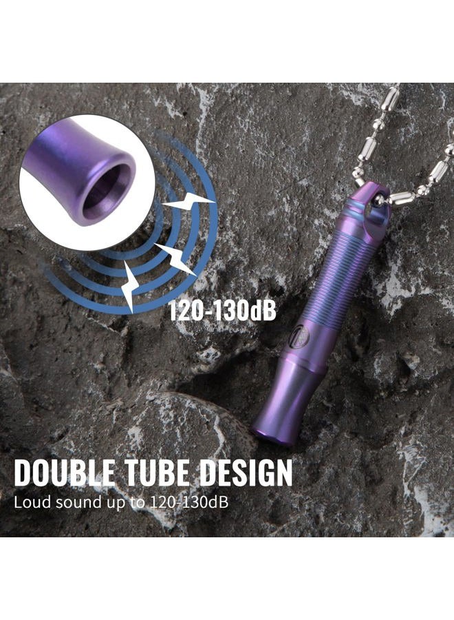 TACRAY Titanium Emergency Whistle, Portable Necklace Keychain Whistle, Loud Whistle up to 120 decibels for Emergency Survival, Hiking, Camping, Sporting, Travelling and Pet Training (Purple) - Image 3